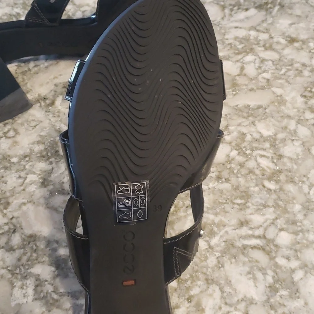 Ecco slide sandal style Osaka Black Patent